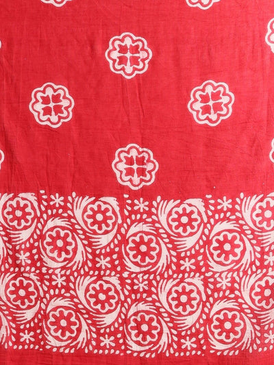 Indiehaat | Pure Mul Cotton Hand Wax Batik Suit Red
