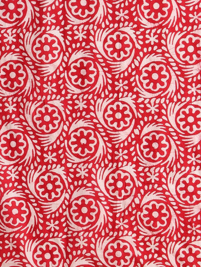 Indiehaat | Pure Mul Cotton Hand Wax Batik Suit Red