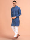 Indiehaat | Ajrakh Printed Cotton Kurta Pyjama Blue