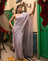 Indiehaat | Mul Cotton Plain Saree Lavendar with Tassel