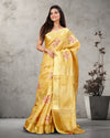 Indiehaat | Tissue Linen Embroidered Yellow Saree