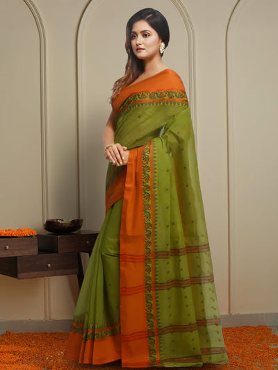 Indiehaat | Pure Cotton Jamdani Saree Red