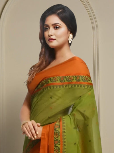 Indiehaat | Pure Cotton Jamdani Saree Red