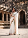 Indiehaat | Pure Mul Cotton Handloom Saree White