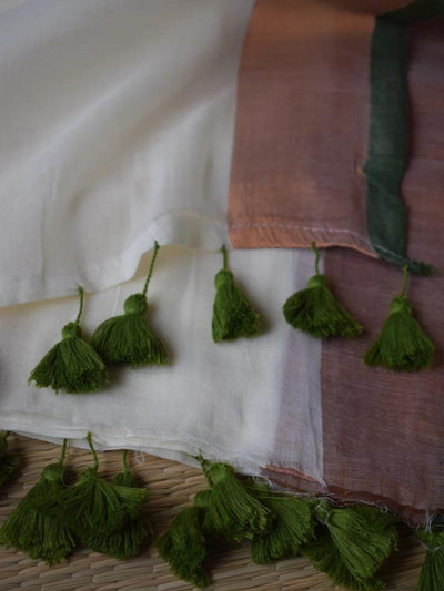 Indiehaat | Pure Mul Cotton Handloom Saree White