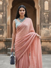 Indiehaat | Pure Mul Cotton Sequin Saree Peach