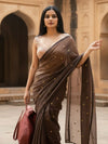 Indiehaat | Pure Mul Cotton Sequin Saree Brown