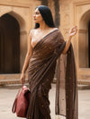 Indiehaat | Pure Mul Cotton Sequin Saree Brown