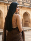 Indiehaat | Pure Mul Cotton Sequin Saree Brown