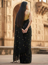Indiehaat | Pure Mul Cotton Sequin Saree Black