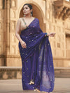Indiehaat | Pure Mul Cotton Sequin Saree Blue