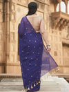 Indiehaat | Pure Mul Cotton Sequin Saree Blue