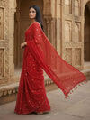 Indiehaat | Pure Mul Cotton Sequin Saree Red