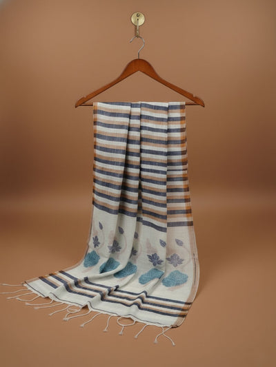 Indiehaat | Pure Linen Hand Weaving Saree White