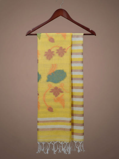 Indiehaat | Pure Linen Hand Weaving Saree Yellow
