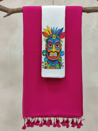 Indiehaat | Pure Khadi Cotton Handloom Saree Pink