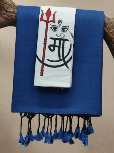 Indiehaat | Pure Khadi Cotton Handloom Saree Blue