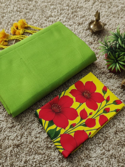 Chitrika Pure Khadi Cotton Handloom Saree Leafy Green