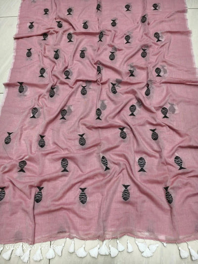 Indiehaat | Pure Mul Cotton Handloom Buti Saree Purple