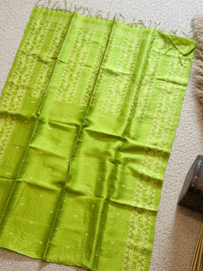 Indiehaat | Silkmark Pure Gachi Tussar Saree Green
