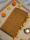 Indiehaat | Pure Cotton Handloom Weave Saree Brown