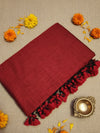 Indiehaat | Pure Cotton Handloom Weave Saree Maroon