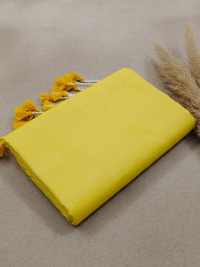 Indiehaat | Pure Khadi Cotton Handloom Saree Yellow