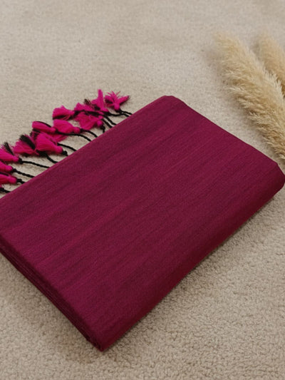 Indiehaat | Pure Khadi Cotton Handloom Saree Pink