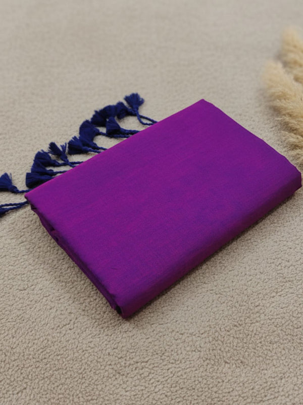 Indiehaat | Pure Khadi Cotton Handloom Saree Purple