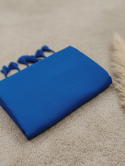 Indiehaat | Pure Khadi Cotton Handloom Saree Blue