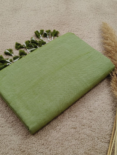 Indiehaat | Pure Khadi Cotton Handloom Saree Green