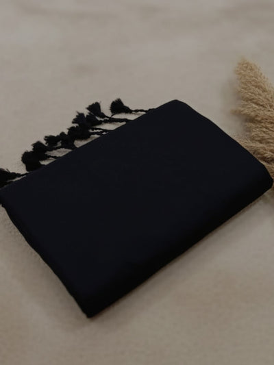 Indiehaat | Pure Khadi Cotton Handloom Saree Black