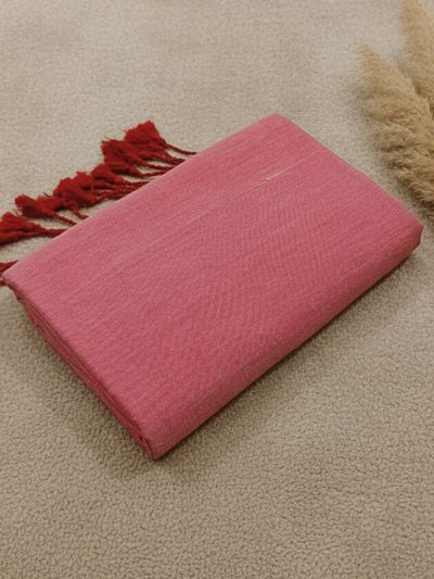 Indiehaat | Pure Khadi Cotton Handloom Saree Peach