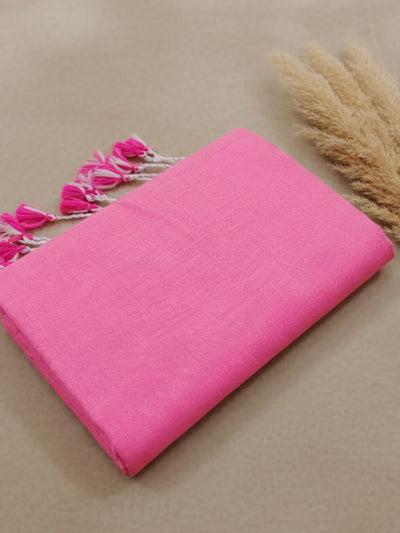 Indiehaat | Pure Khadi Cotton Handloom Saree Pink