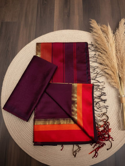 Indiehaat | Maheshwari Silk Zari Weaving Suit Green