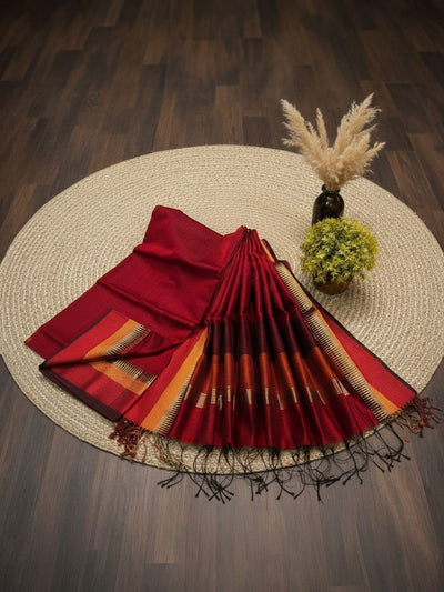 Indiehaat | Maheshwari Silk Zari Weaving Suit Violet