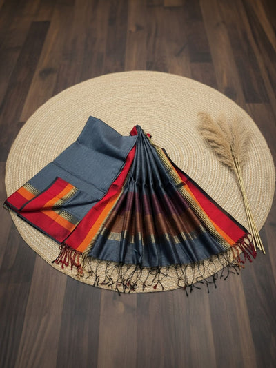 Indiehaat | Maheshwari Silk Zari Weaving Suit Green