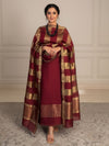Indiehaat | Maheshwari Silk Zari Weaving Suit Red
