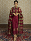 Indiehaat | Maheshwari Silk Zari Weaving Suit Red