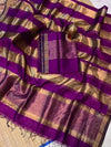 Indiehaat | Maheshwari Silk Zari Weaving Suit Purple