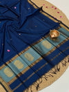 Indiehaat | Maheshwari Silk Zari Weaving Suit Blue