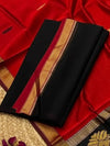 Indiehaat | Maheshwari Silk Zari Weaving Suit Black
