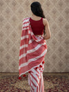 Indiehaat | Pure Khadi Cotton Handloom Saree Red & White