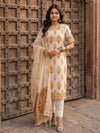 Indiehaat | Cotton Silk Blend Brocade Suit Cream