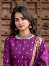 Indiehaat | Banarasi Silk Brocade Stitched Suit Purple