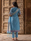 Indiehaat | Banarasi Silk Brocade Stitched Suit Blue