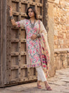Indiehaat | Cotton Silk Blend Brocade Suit Cream