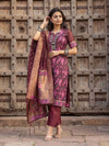 Indiehaat | Banarasi Silk Brocade Stitched Suit Brown