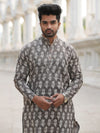 Indiehaat | Pure Cotton Block Print Kurta Pyjama Gray