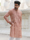 Indiehaat | Pure Cotton Block Print Kurta Pyjama Beige
